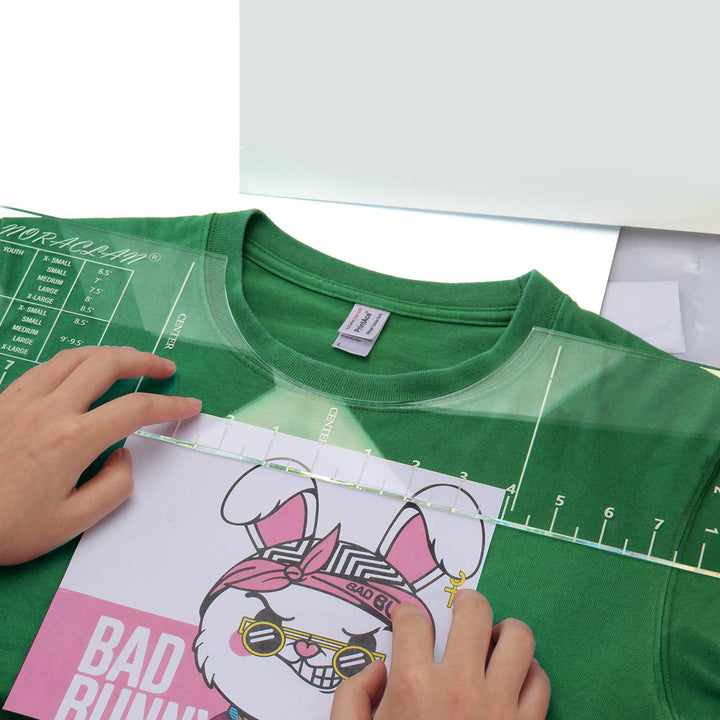 T-Shirt Rulers Guide, Shirt Alignment Tool for Applying Vinyl and Sublimation Designs On Shirts with Size Chart Built-in - HTV Alignment Tool