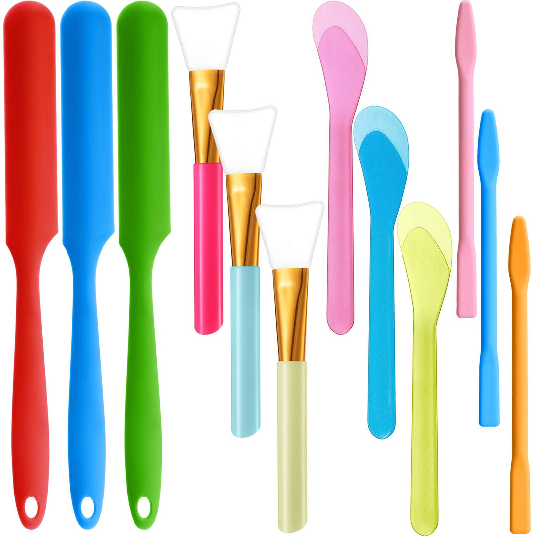 12 Pcs Silicone Stir Sticks Kit, Silicone Epoxy Brushes, Silicone Stir Tool Sticks, Mixing Spoon, Silicone Scraper DIY Crafts Tools for Resin Epoxy Liquid Paint(Bright Color)
