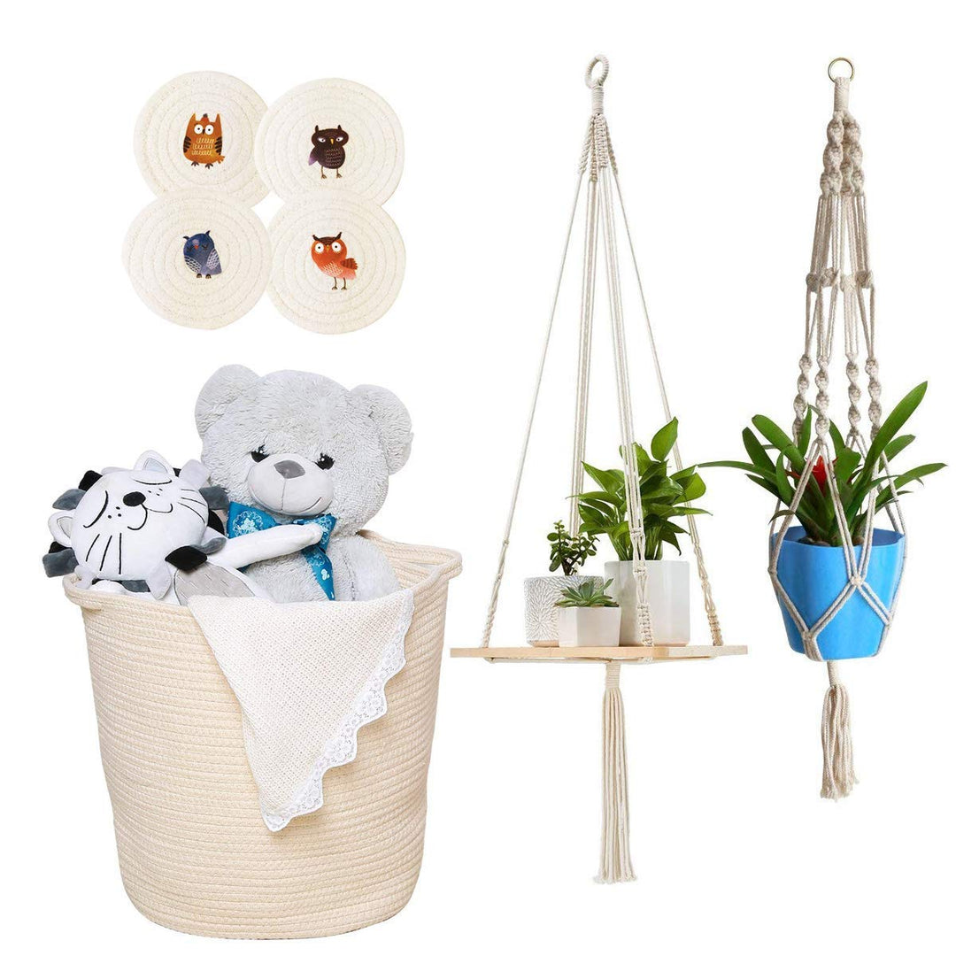 65 Feet Craft Rope, 1/4 INCH Braided Rope, Cotton Rope, Clothesline for DIY Rope Basket/Mat as Candle Replacement Wick Self Watering Rope for Potted Plants (6MM,65 Feet)
