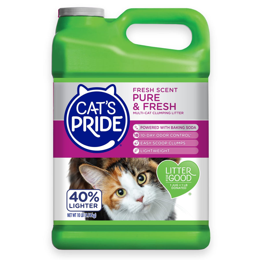 Premium Lightweight Clumping Litter: Pure & Fresh - Up to 10 Days of Powerful Odor Control - Multi-Cat, Scented, 10 Pounds