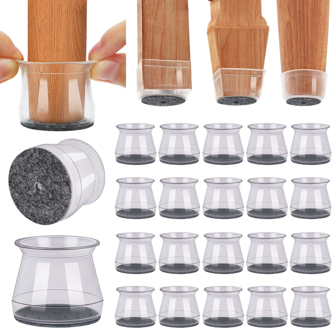 Chair Leg Floor Protectors Chair Leg Protectors for Hardwood Floors Silicone Pads Covers to Protect Floors (Clear-20 Pcs, Universal L (1.3-2)