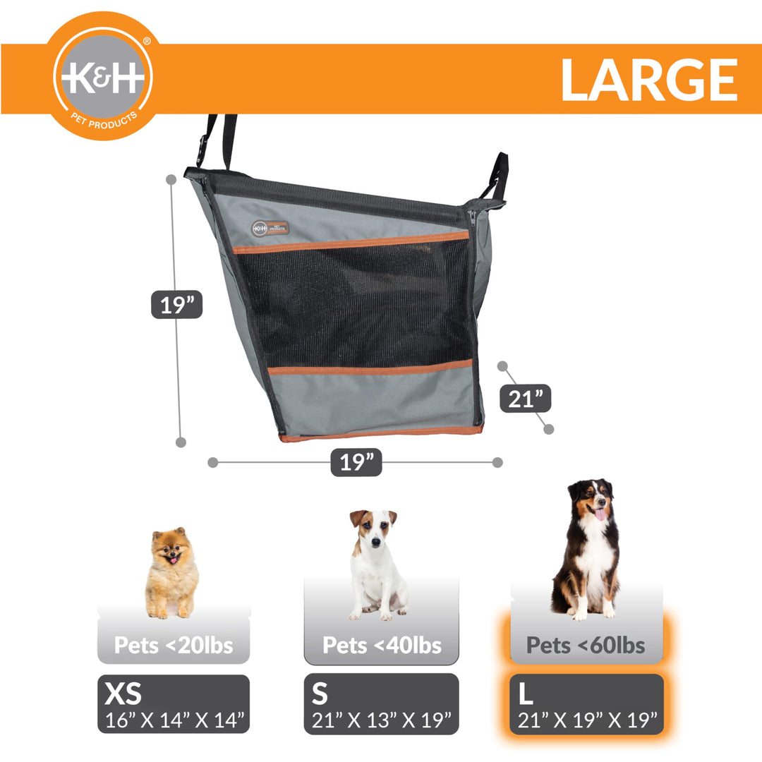 K&amp;H Pet Products Buckle N Go Dog Car Seat for Large Dogs, Waterproof Fabric, Breathable Mesh Sides, Adjustable Seat Belt Leash, Carseat for Medium to Large Pets, Car Seat Cover - 21 X 19 X 19in