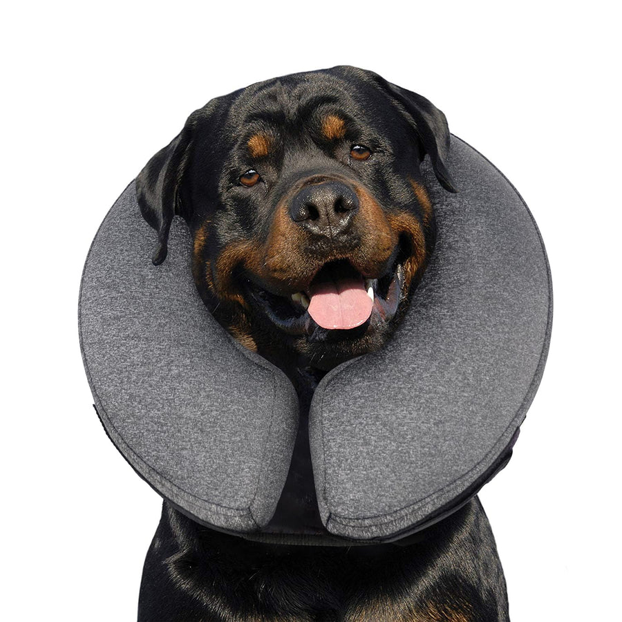 Inflatable Dog Neck Donut Collar Alternative After Surgery, Soft Protective Recovery Cone for Small Medium Large Dogs and Cats Puppies - Alternative E Collar (Gray, XL)