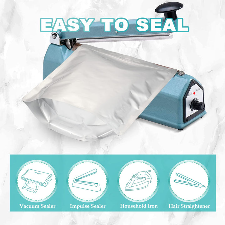 50pcs 1 Gallon Mylar Bags for Food Storage, 10 Mil 10x14 Stand-Up Zipper Pouches Resealable and Heat Sealable Bags for Long Term Food Storage(10x14, Extra Thick)