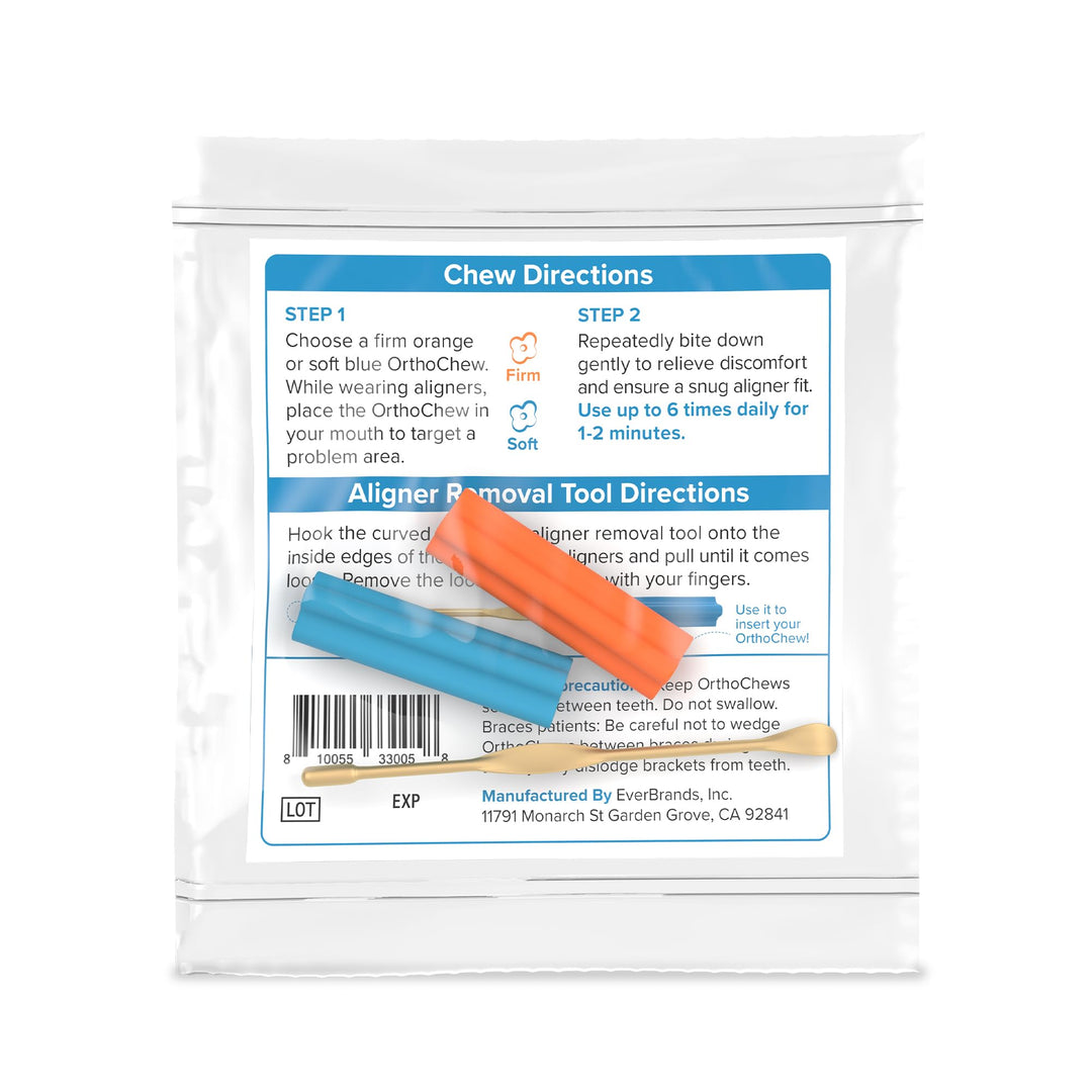 - OrthoChews Dental Aligner Seater with Aligner Removal Tool, Chewies for Invisalign, Clear or Metal Braces - Help to Seat and Remove your Aligners Trays (1 Pack w/Aligner Removal Tool)