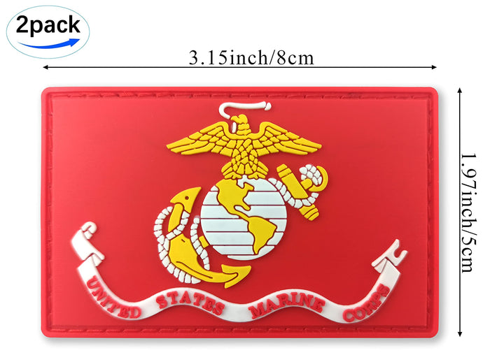 US Marine Corps Flag Patch Tactical Military Patch - PVC Rubber Hook and Loop Fastener Patch, 2 Pack
