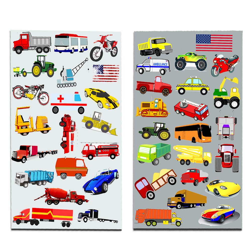 Cars and Trucks Stickers Party Supplies Pack Toddler - Over 160 Stickers for Toddler Boys and Girls (Cars, Fire Trucks, Construction, Buses &amp; More!)