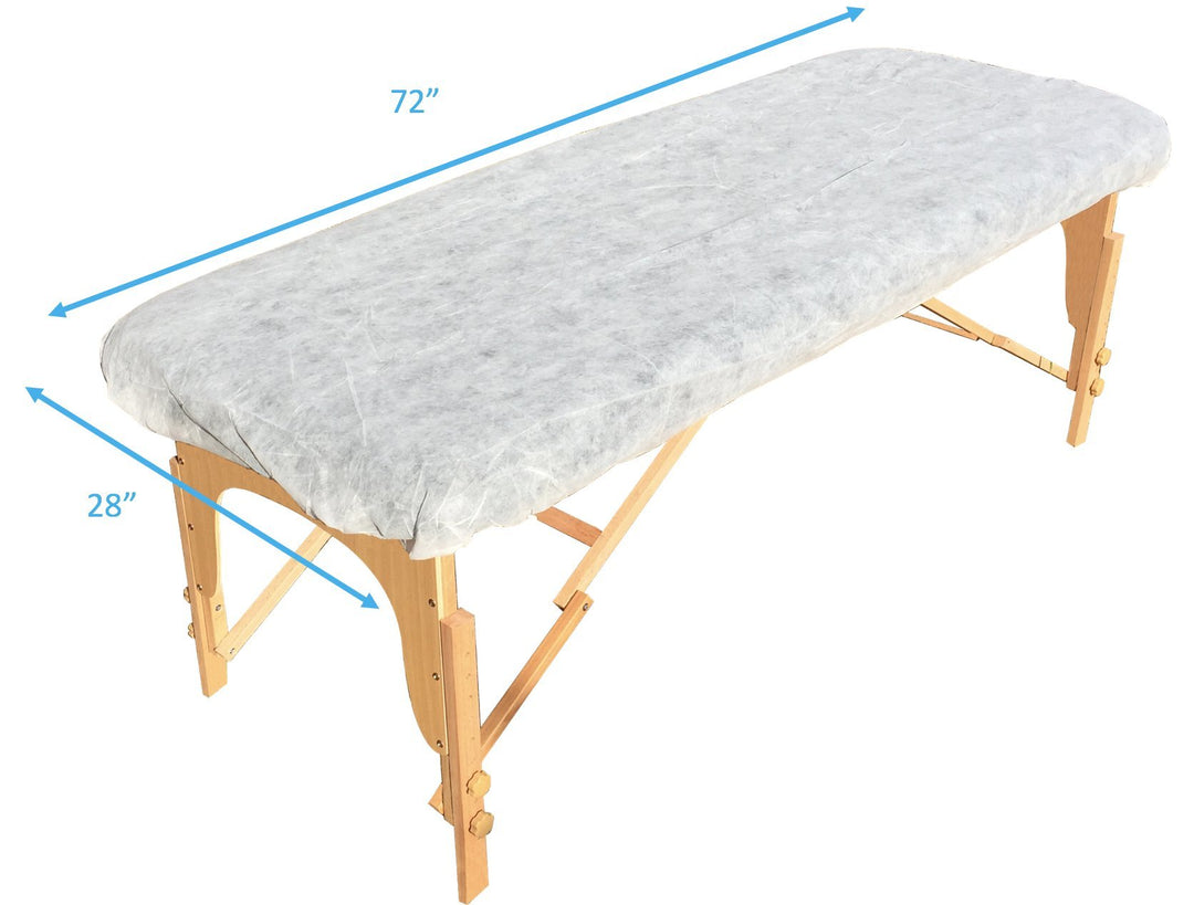 Golden Coast Unlimited Pack of 25 Disposable Fitted Massage Table Sheets - Heavy Duty White Elastic Bed Sheets, Perfect for Doctors' Offices, Spas, and Portable Massage Tables