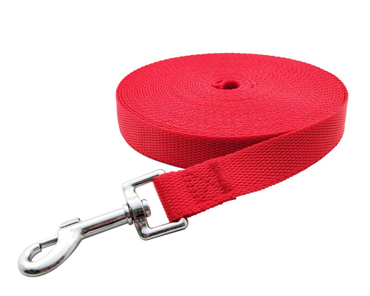 Nylon Training Dog Leash for Small Medium Large Dogs, 15ft 20ft 30ft 50ft Long Leash Dog/Puppy Lead for Obedience Recall Training, Camping (30ft, Red)