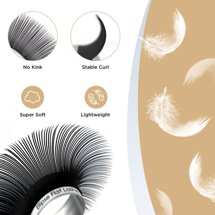 LASHVIEW Eyelash Extension,Ellipse Flat Eyelash Extensions,Individual Lashes,0.15mm C Curl 10mm,Lash Extension,Semi-Permanent,Extremely Light & Soft,Professional Salon Use.