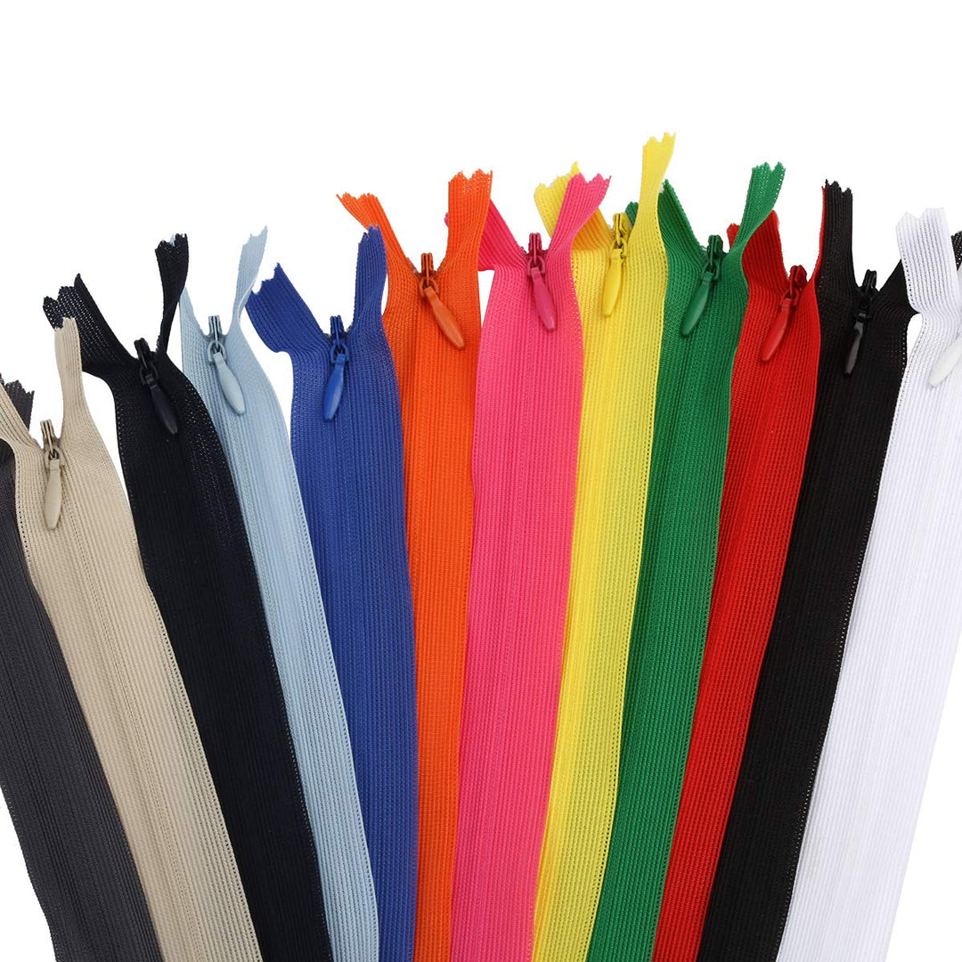 Yzsfirm 10 Pcs 20 Inch Real Silk Invisible Sewing Zipper Bulk,Beige Coil Closed Zippers for Tailor Sewing Crafts