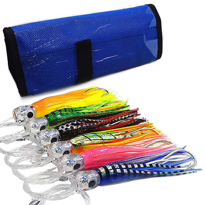 Kmucutie Set of 6 pcs 6.5 inch trolling Lure Marlin Tuna Dolphin Shark Big Game deep sea Fishing Lures Included Mesh Bag (6.5 INCH A)
