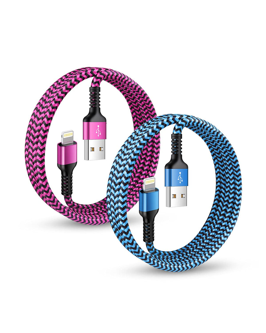 iPhone Charger, Nylon Braided 6FT USB Charging Cord for iPhone 14 13 12 Pro Max /11 Pro/XR/XS/Max/SE/10/8, MFI Certified Data Sync Transfer Connector Plug Fast Power Line Lightning Cable Multi Pack