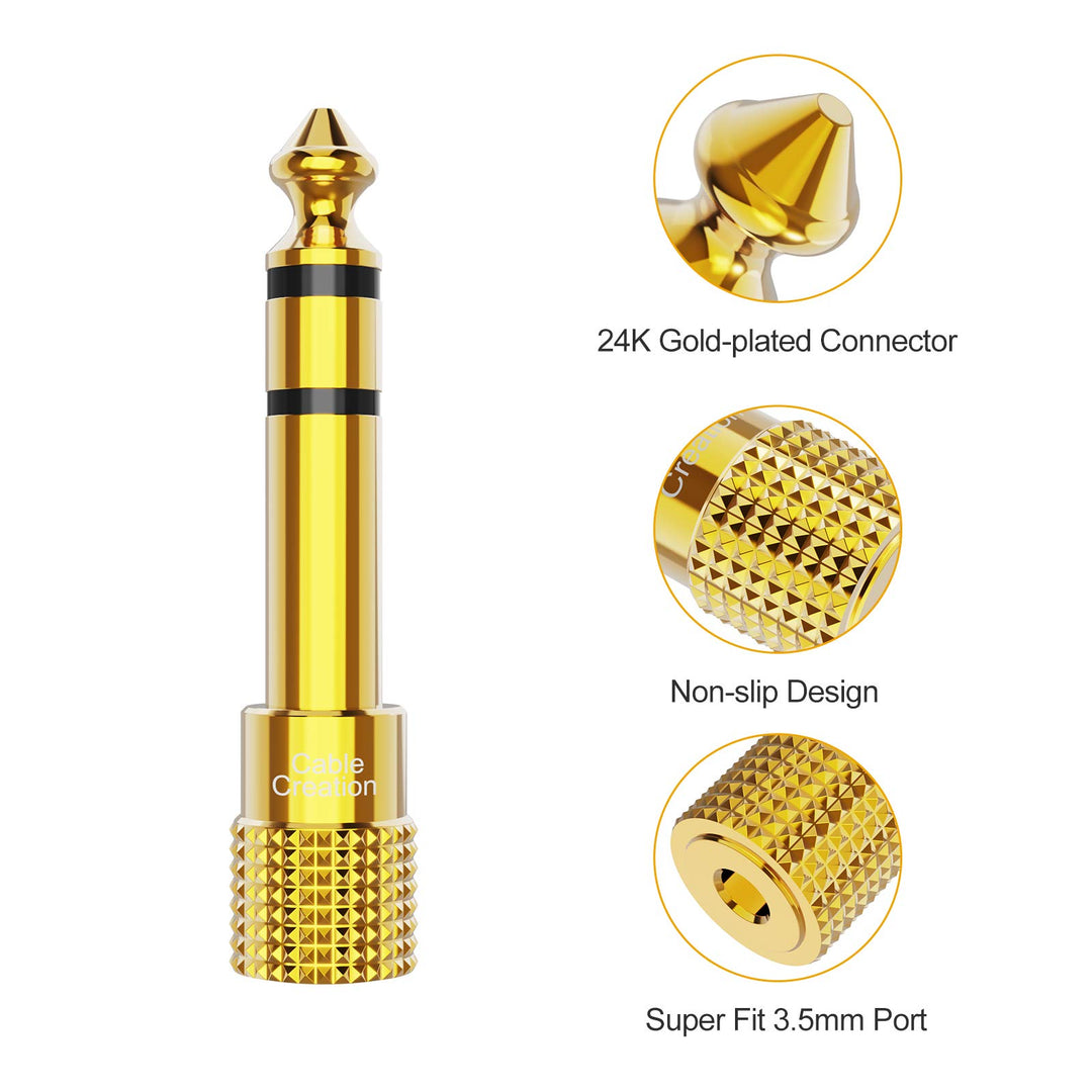1/4&#39;&#39; to 1/8&#39;&#39; Headphone Audio Adapter, 6.35mm to 3.5mm Male to Female TRS Stereo Jack, Gold Plated Audio Jack Convertor for Cellphone,Speaker,Mic,iPod,Receiver,Guitar, Digital Piano
