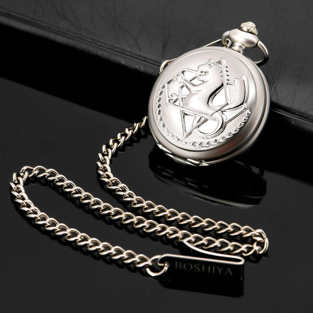 Fullmetal Alchemist Pocket Watch with Chain Vintage Quartz Pocket Watch for Cosplay Accessories Anime Merch