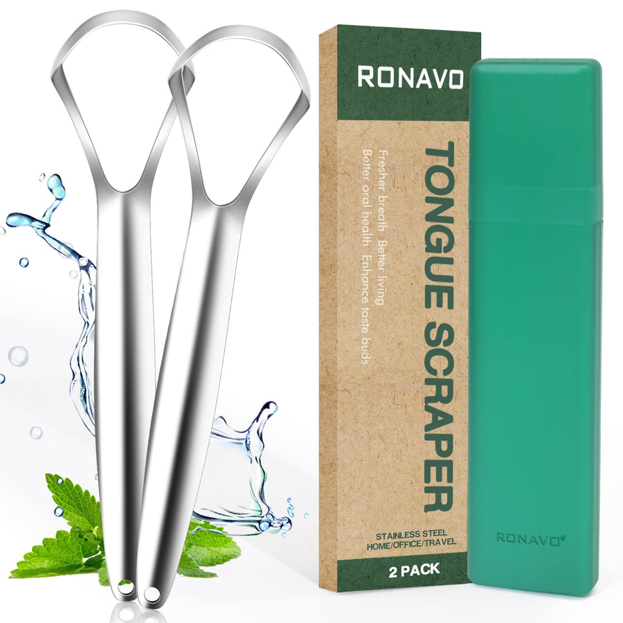 Ronavo Tongue Scraper (2 Pack), Cure Bad Breath (Medica