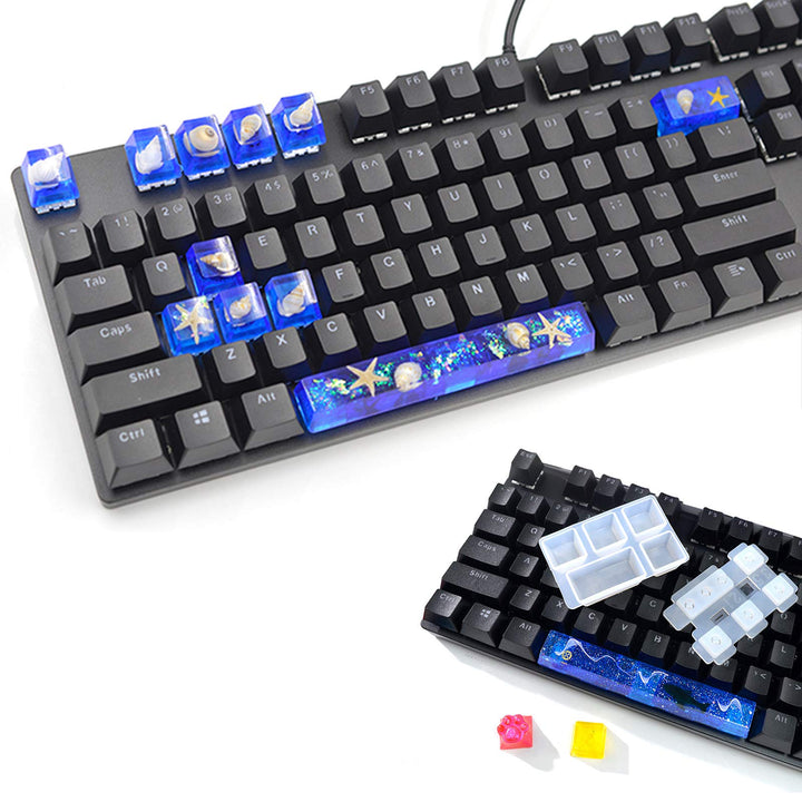 SUJUAN DIY Silicone Keycaps Resin Mold Compatible with Cherry MX Mechanical Gaming Keyboard Crystal Epoxy Molds Handmade Crystal Key Caps Resin Molds Making Tools with Key Puller