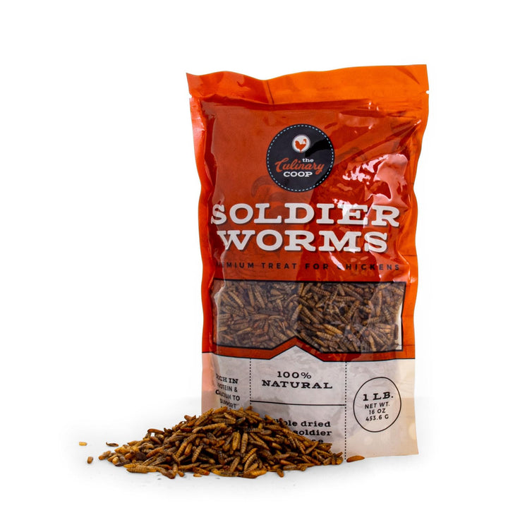 Fluker's Culinary Coop Premium Chicken Treats, Dried Soldier Worms, Packed with Protein and Calcium, 100% Natural Rich Grubs for Chicken, Backyard Birds, and Reptiles, 16 oz
