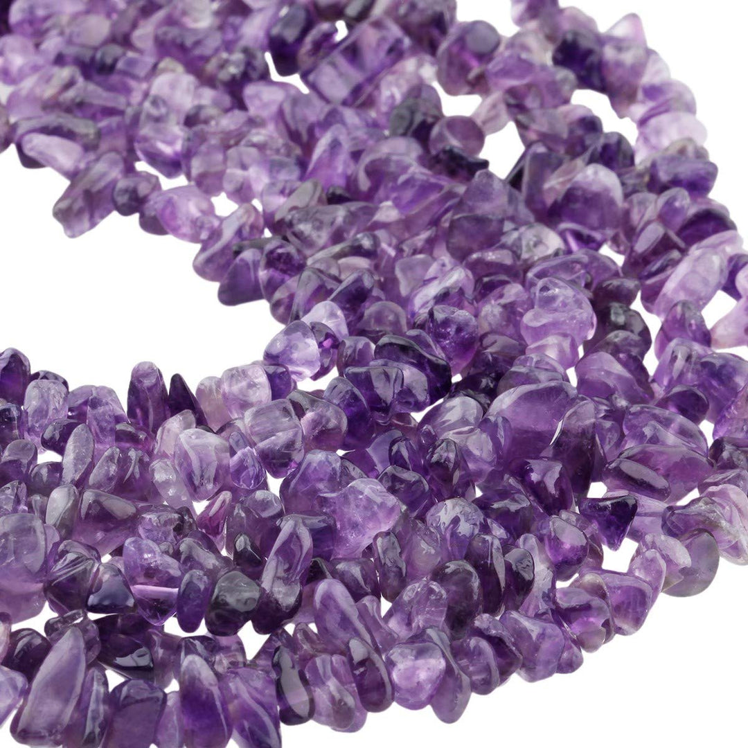 Polished Semi Precious Loose Beads for Jewelry Making, 5-8 mm Chips Tumbled Stones Beads 33 Strand, Amethyst