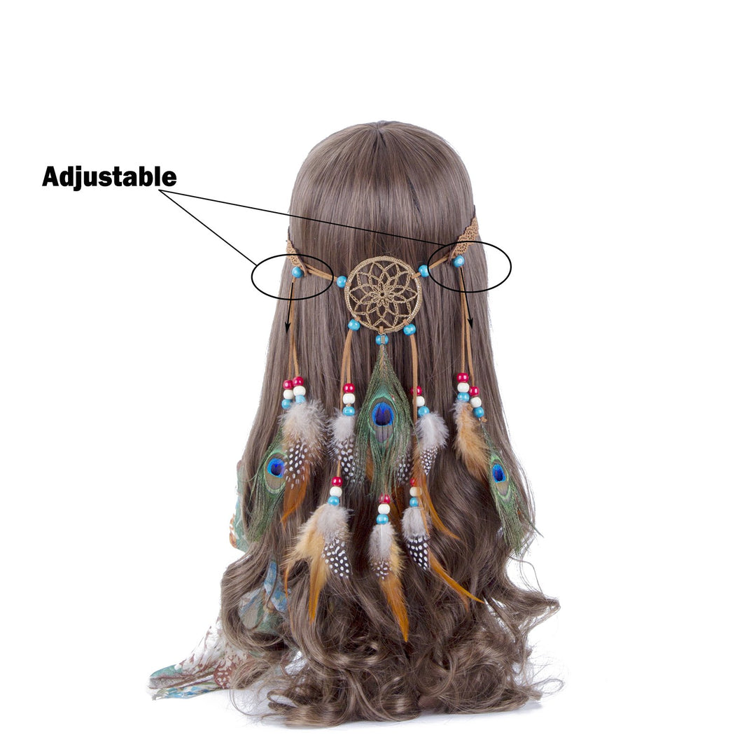 Hippie Headband Feather Dreamcatcher Headdress - AWAYTR