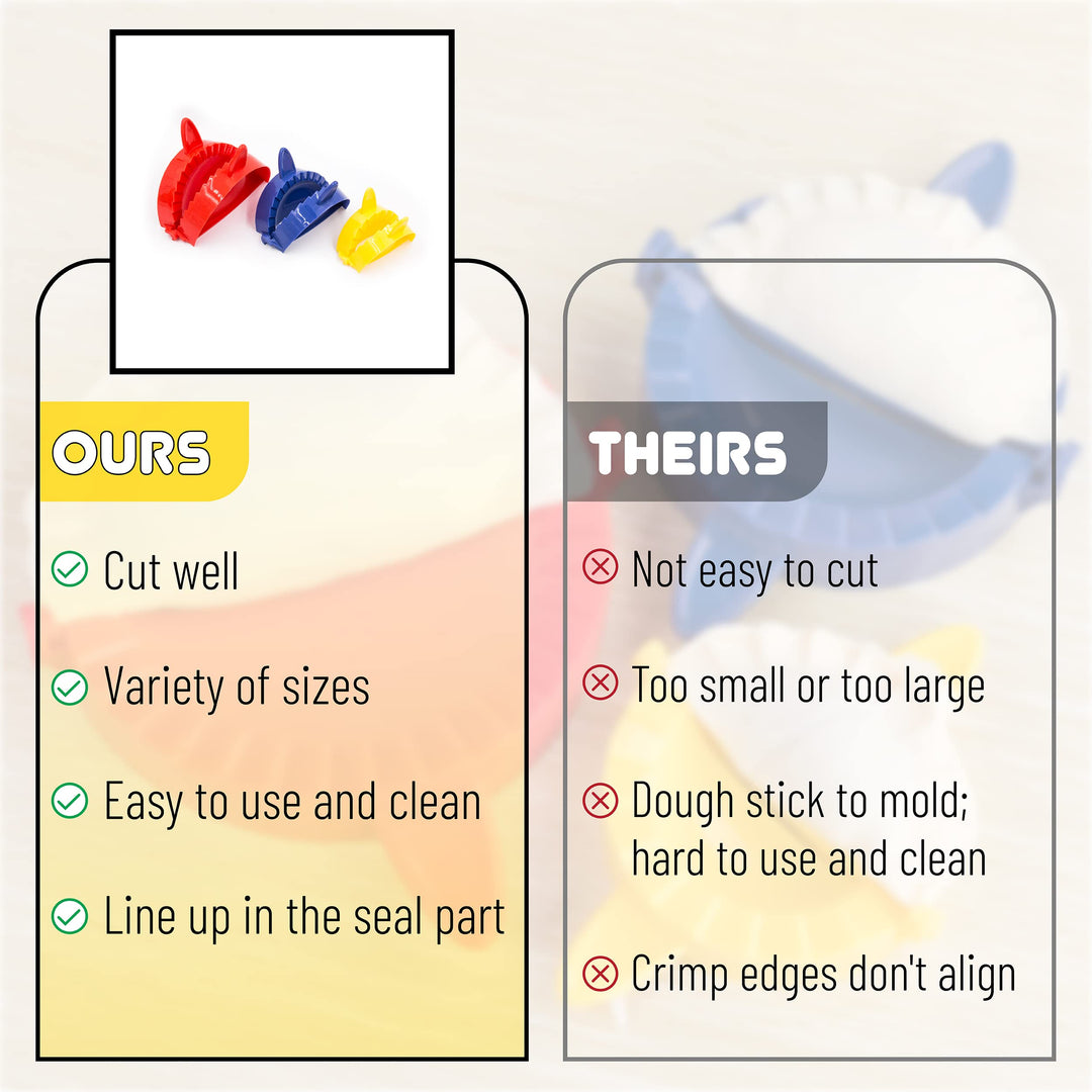 BTaT- Dough Press Set, 3 Pack, Empanada Press, Dough Press, Dumpling Press, Hand Pie Press, Mini Pie Press, Hand Pie Maker, Meat Pie Cutter, Pie Press, Pastry Press, Turnover Press