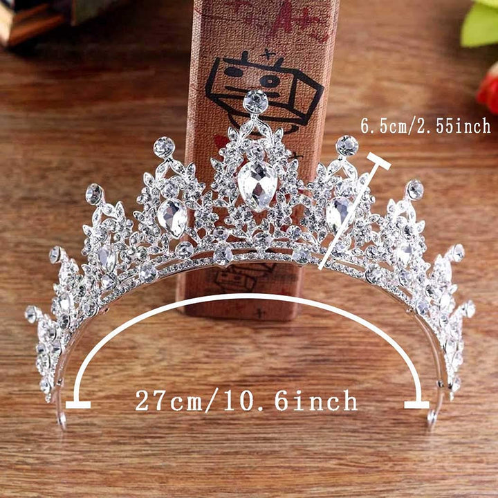 Zehory White Crystal Wedding Crowns Queen Crowns and Tiaras Rhinestones Tiara Bride Wedding Crown for Women and Girls Bridal Princess Pageant Decorative Tiaras Hair Accessories for Bridal