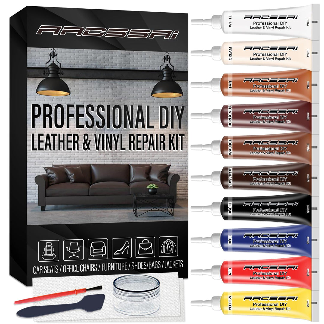 Vinyl and Leather Repair Kit - Restorer of Your Furniture, Car Seats, Sofa, Jacket, Purse, Belt, Shoes | Genuine, Italian, Bonded, Bycast, PU, Pleather |No Heat Required | Repair &amp; Resto