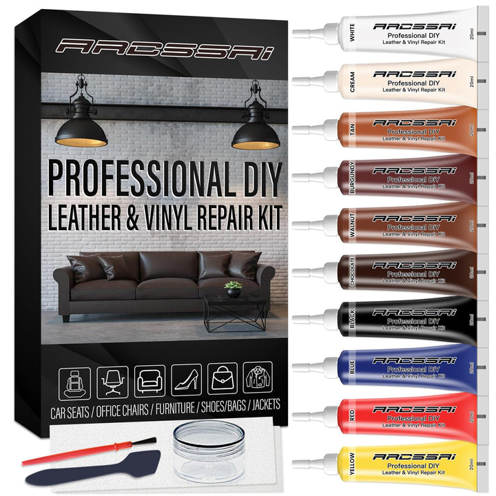 Vinyl and Leather Repair Kit - Restorer of Your Furniture, Car Seats, Sofa, Jacket, Purse, Belt, Shoes | Genuine, Italian, Bonded, Bycast, PU, Pleather |No Heat Required | Repair &amp; Resto