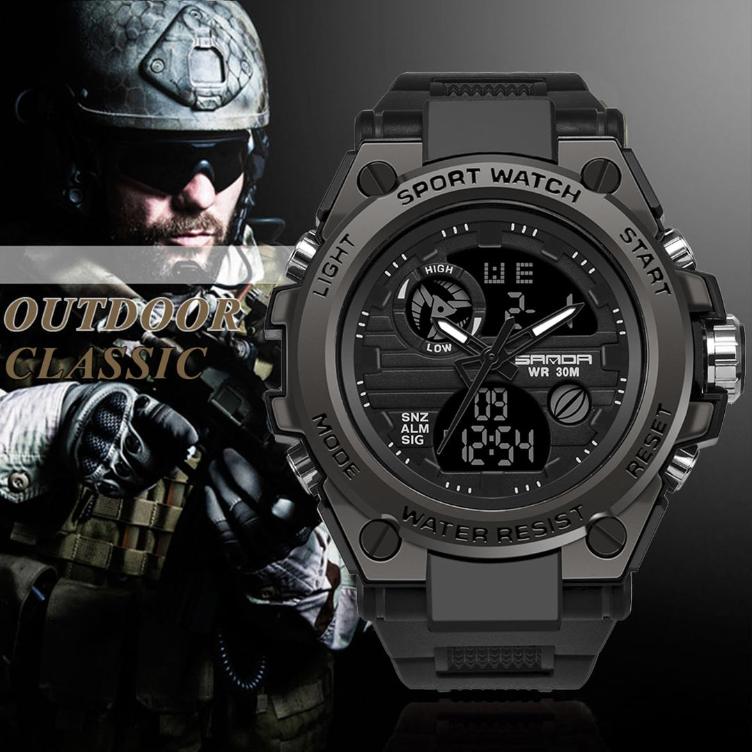 Men&#39;s Military Watch Outdoor Sports Electronic Watch Tactical Army Wristwatch LED Stopwatch Waterproof Digital Analog Watches