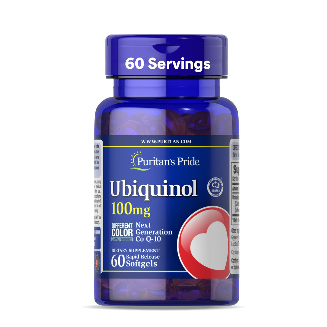 Puritan&#39;s Pride Ubiquinol 100 mg Cardiovascular Health 60 Rapid Release Softgels