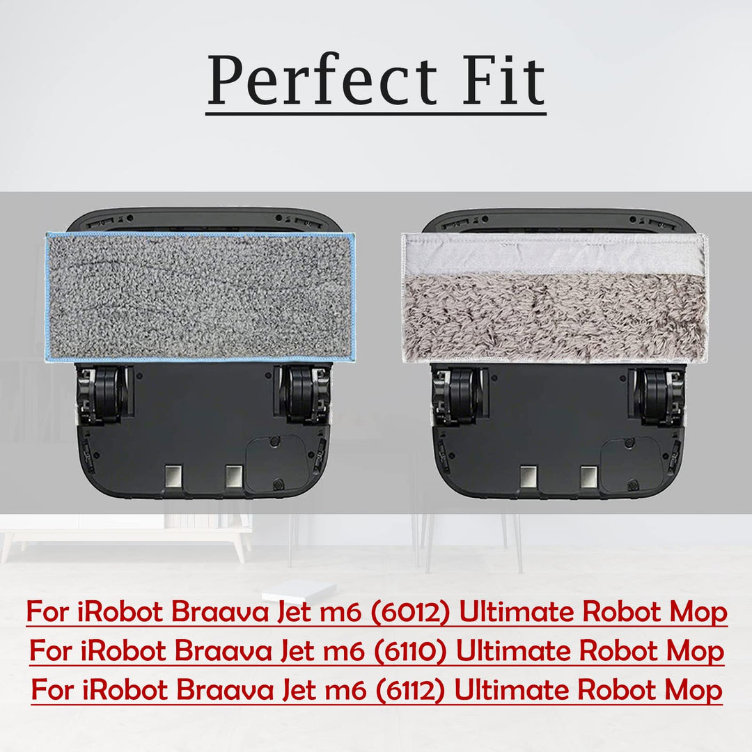 Replacement Mopping Pads Parts - 5 Wet Pads 5 Dry Pads Washable Mopping Cloth for iRobot Braava Jet M6 Vacuum Cleaner