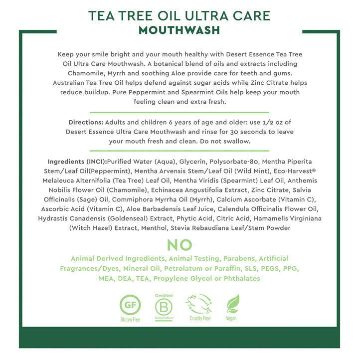 Desert Essence Ultra Care Mouthwash, Mega Mint, 16 Ounc