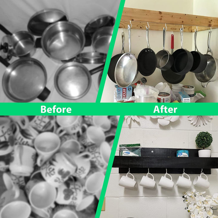 30 Pcs Ceiling Hooks for Hanging Plants, Cups, Utensils and Lights, 1-1/4 inch Vinyl Coated Screw-in Plant and Cup Hooks for Wooden and Drywall with Anchors