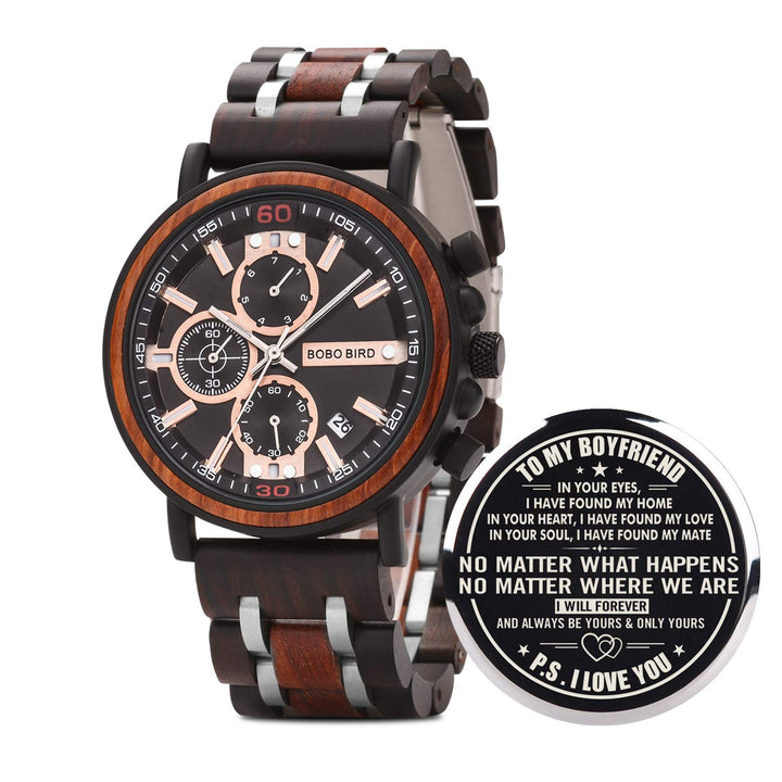 S18-1 Personalized Engraved Wood Watch Customized Wooden Watches for Husband Boyfriend Birthday Anniversary (Boyfriend-1)