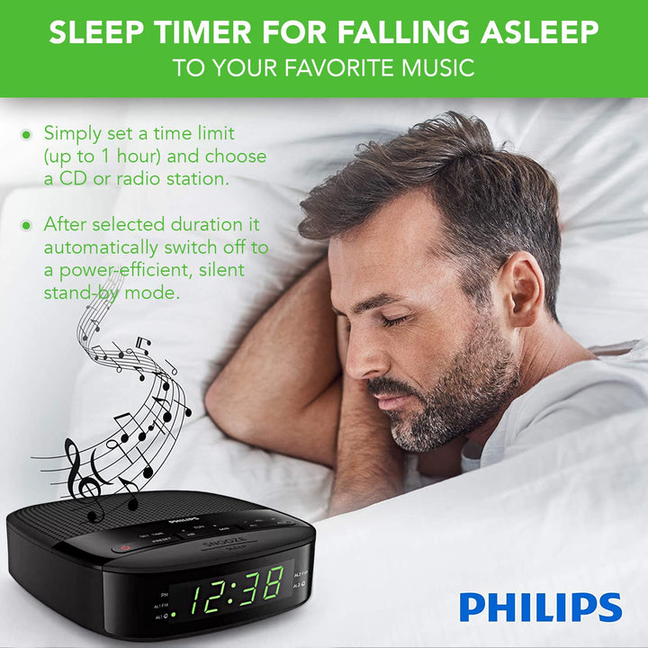 Radio Alarm Clocks for Bedrooms, LED Display, Easy Snooze, Sleep Timer, Alarm Clock Radio w/Battery Backup Bedroom Clock (Batteries not Included)