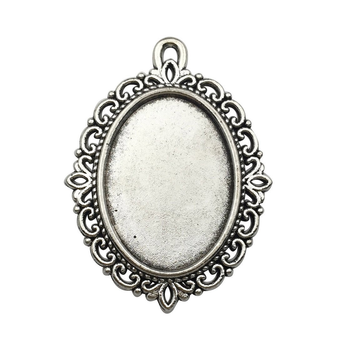 10 Sets Fit 18mm Moon Rotation Double Side Round Blank Bezel Pendant Trays Base Cabochon Settings Trays Pendant Blanks Jewelry Making DIY Findings (M133)