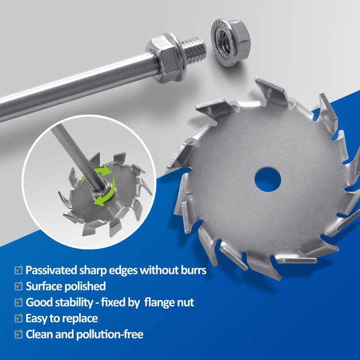 Dispersing Disc Dispersion Impeller - Stainless Steel Dispersing Machine Blade Paddle, 8x300mm Rod with 3cm and 6cm Disc