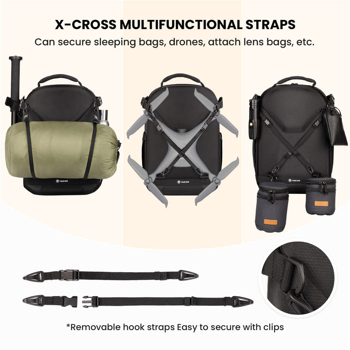 Hardshell Camera Backpack Bag: 3-side Hard Case Camera Backpack Photography Bag DSLR Backpack Bag with Waterproof Raincover Laptop/Tripod Compartment for Men Women Photographers Black