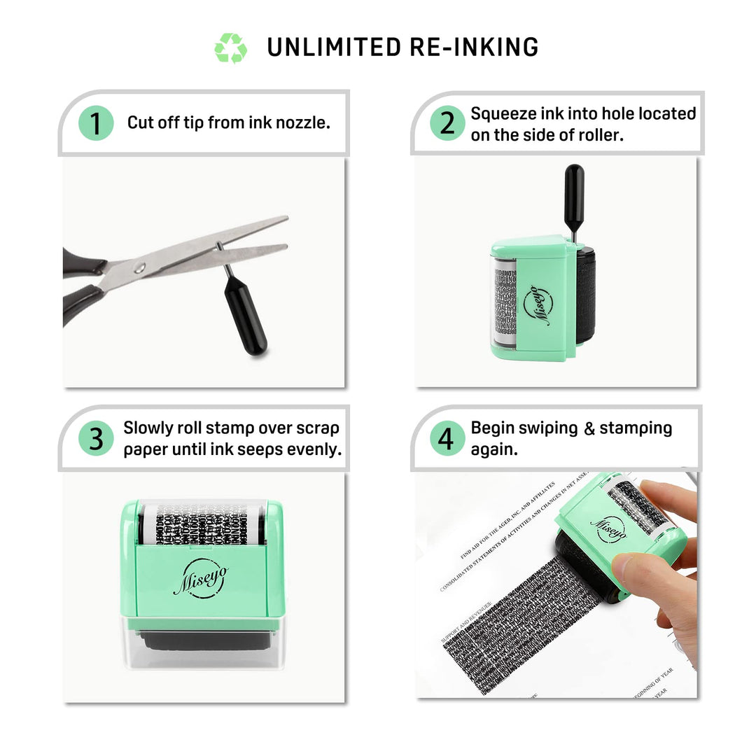 Miseyo Wide Identity Theft Protection Roller Stamp Set 