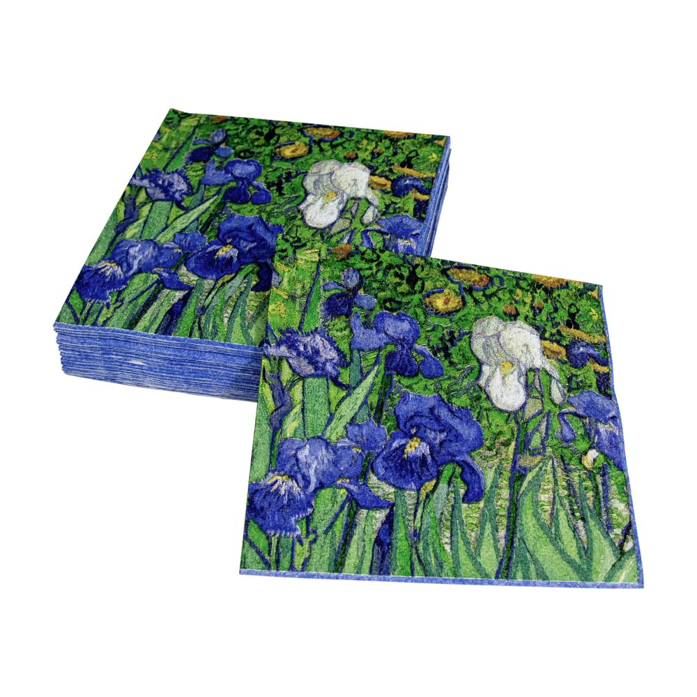 Caspari Van Gogh Irises Paper Cocktail Napkins - 20 Per