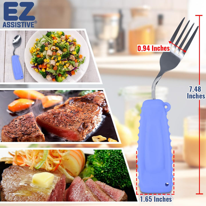 Adaptive Utensils Fork Easy to Hold for Independent Eating,Weighted utensils for hand tremors