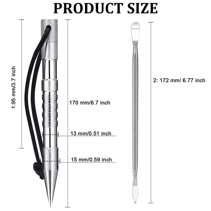 Stainless Steel FID Set Paracord Stitching Set Paracord FID Marlinspike Set Including Paracord Stitching Lacing Stitching Needles and Smoothing Tool Knotter Tools for Leather Paracord Work