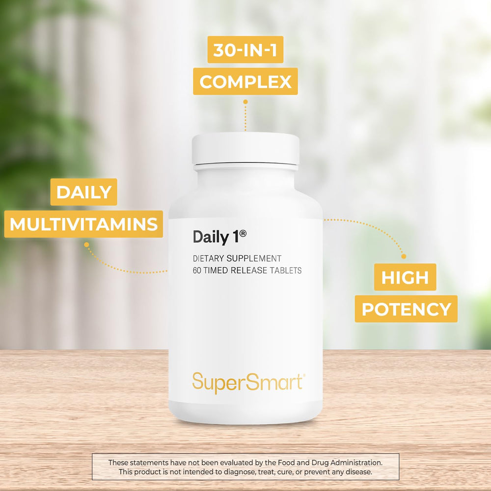 - Daily 1® Timed Release - Multivitamin Supplement for Women & Men - with BioPQQ®, Vitamin A, B, C, D & E, Biotin, Quercetin & Fisetin | Made in USA | Non-GMO & Gluten Free - 60 Tablets