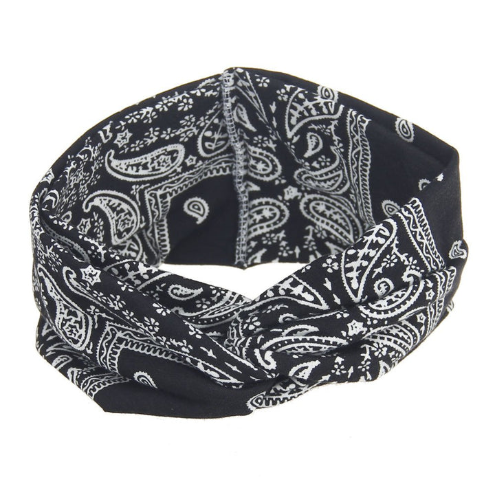 Assorted Paisley Print Wide Bandana Knot Headbands Criss Cross Head Wrap Hair Band (4 Colors Pack A)