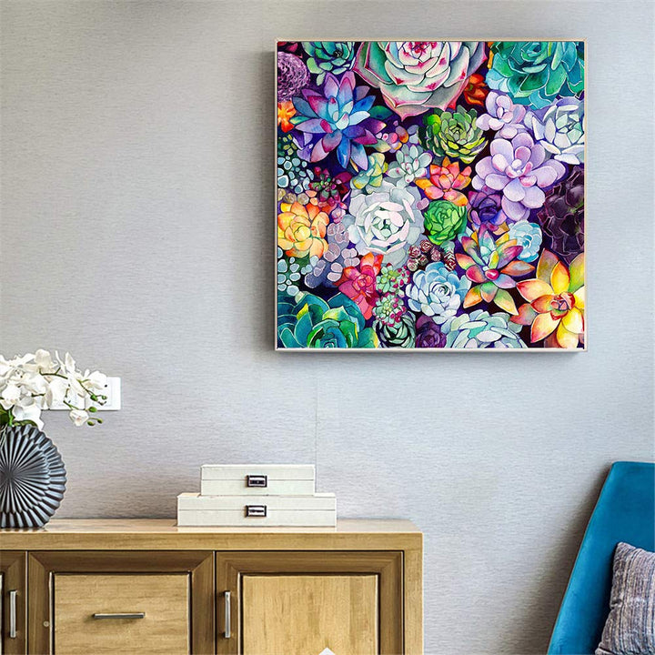5D Diamond Painting Kits for Adults, Succulents Diamond Art DIY Full Drills Crystal Rhinestone Embroidery Crafts, Home Decor, 16 x 16 inch