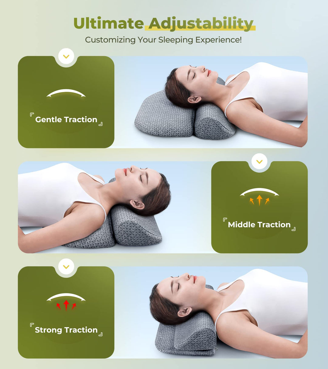 6-in-1 Adjustable Cervical Neck Pillows for Pain Relief Sleeping, Memory Foam Bolster Pillows with Detachable Pad, Neck Support Pillow for Body Lumbar Knee Leg Back Orthopedic Neck Roll (Grey)