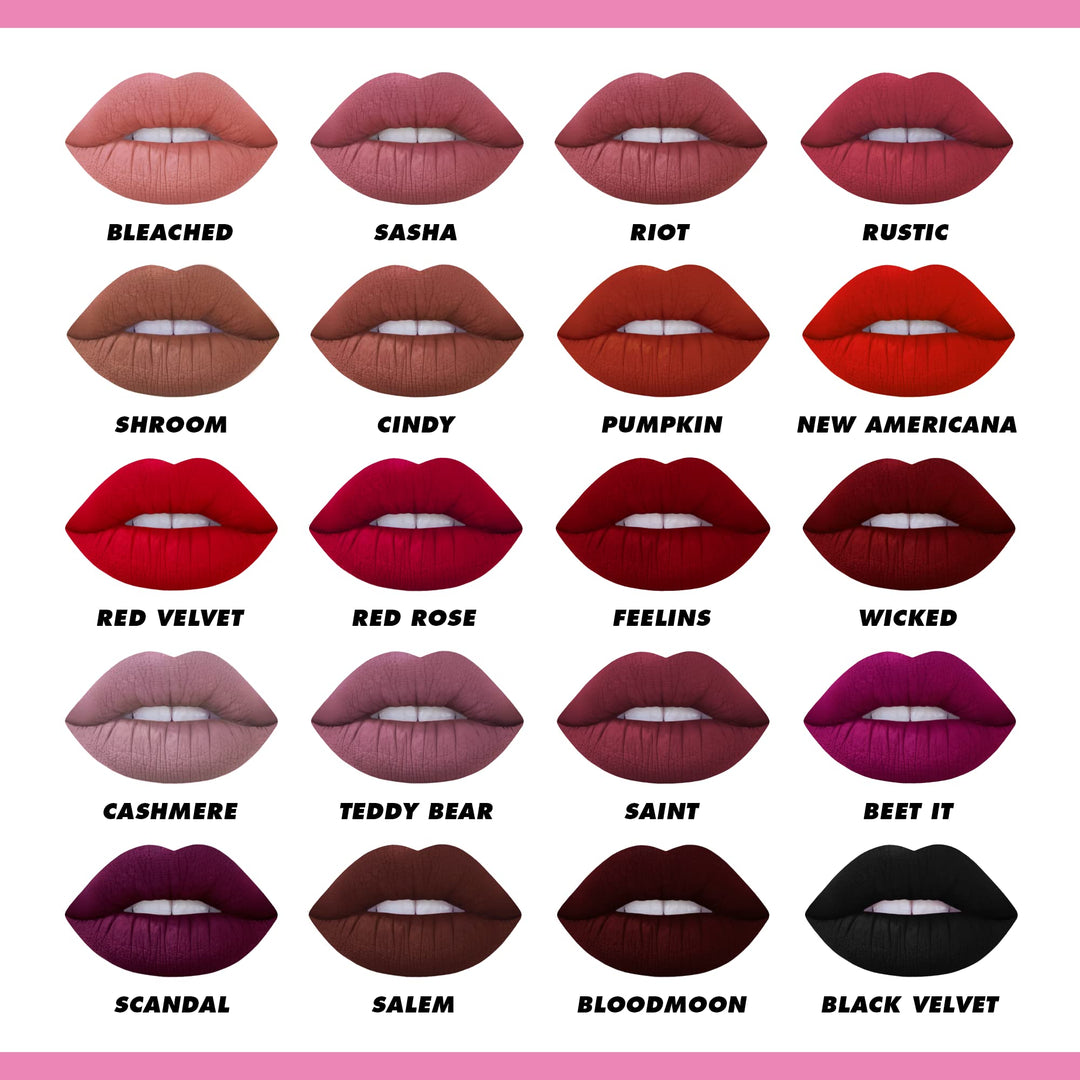Velvetines Liquid Matte Lipstick, Saint (Cranberry Red) - Bold, Long Lasting Shades &amp; Lip Lining - Stellar Color &amp; High Comfort for All-Day Wear - Talc-Free &amp; Paraben-Free