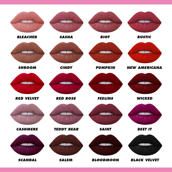 Velvetines Liquid Matte Lipstick, Saint (Cranberry Red) - Bold, Long Lasting Shades &amp; Lip Lining - Stellar Color &amp; High Comfort for All-Day Wear - Talc-Free &amp; Paraben-Free