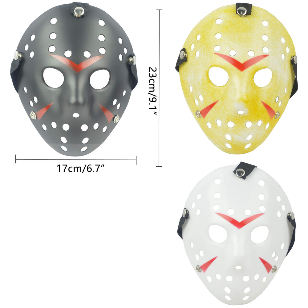 3Pcs Jason Hockey Mask Costume Mask Prop for Cosplay Masquerade Party Halloween Decorations Dress Up