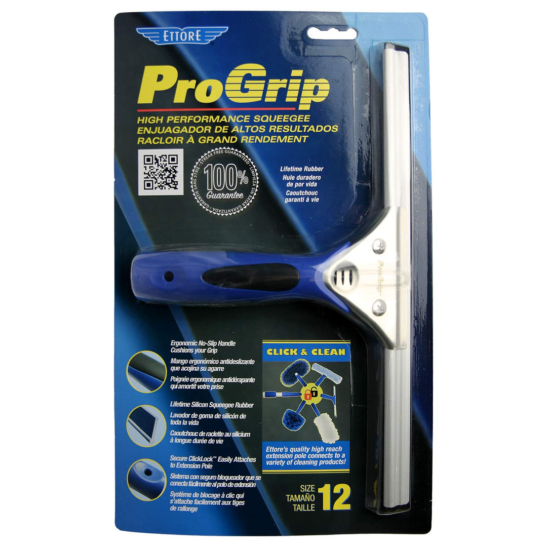 Ettore 12-Inch ProGrip Window Squeegee with Silicone St